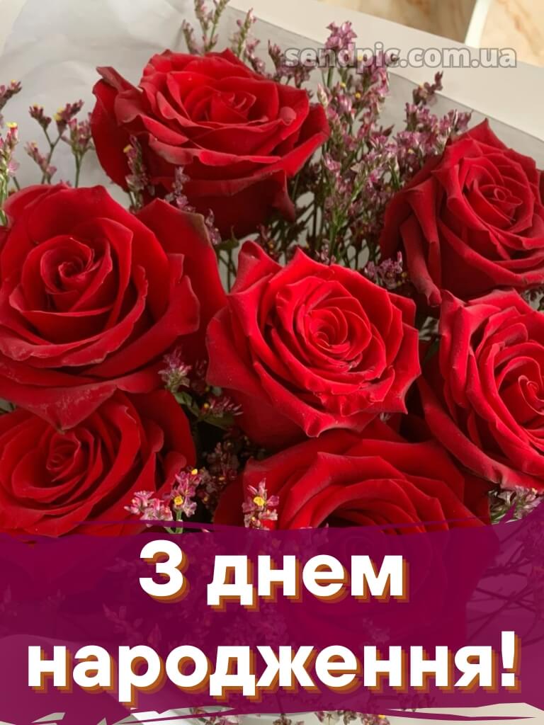 Червоні троянди з днем народження 25