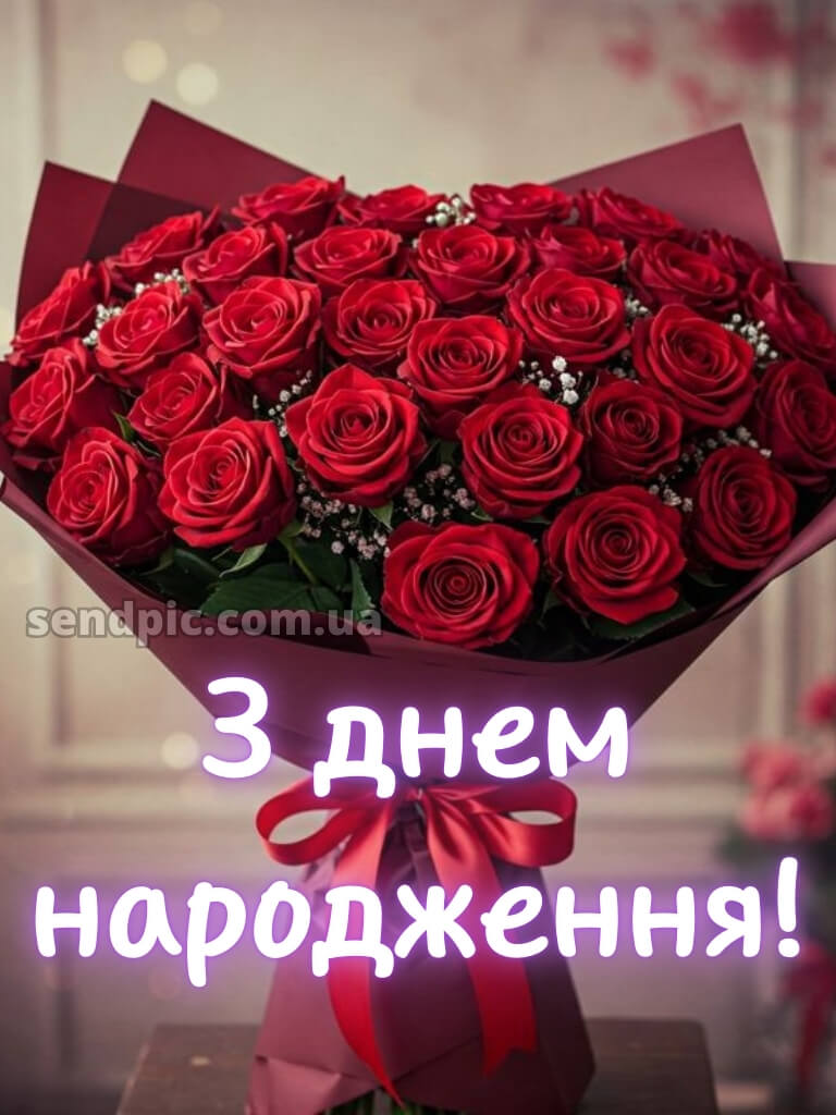 Привітання з днем народження червоні троянди 19