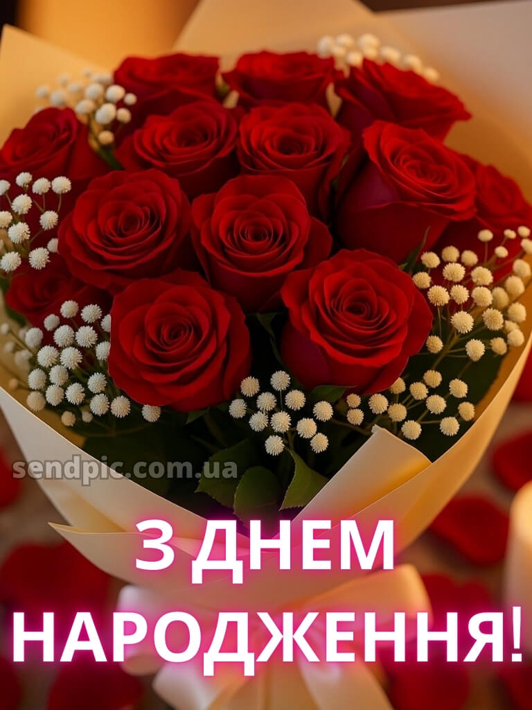 Привітання з днем народження червоні троянди 21