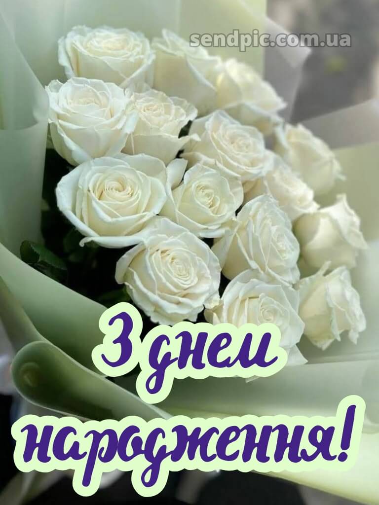 З днем народження білі троянди 28