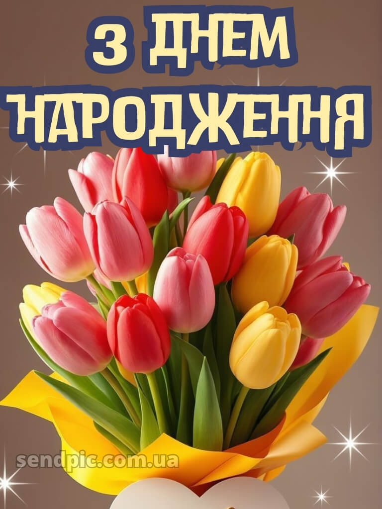 Листівки з днем народження тюльпани 18