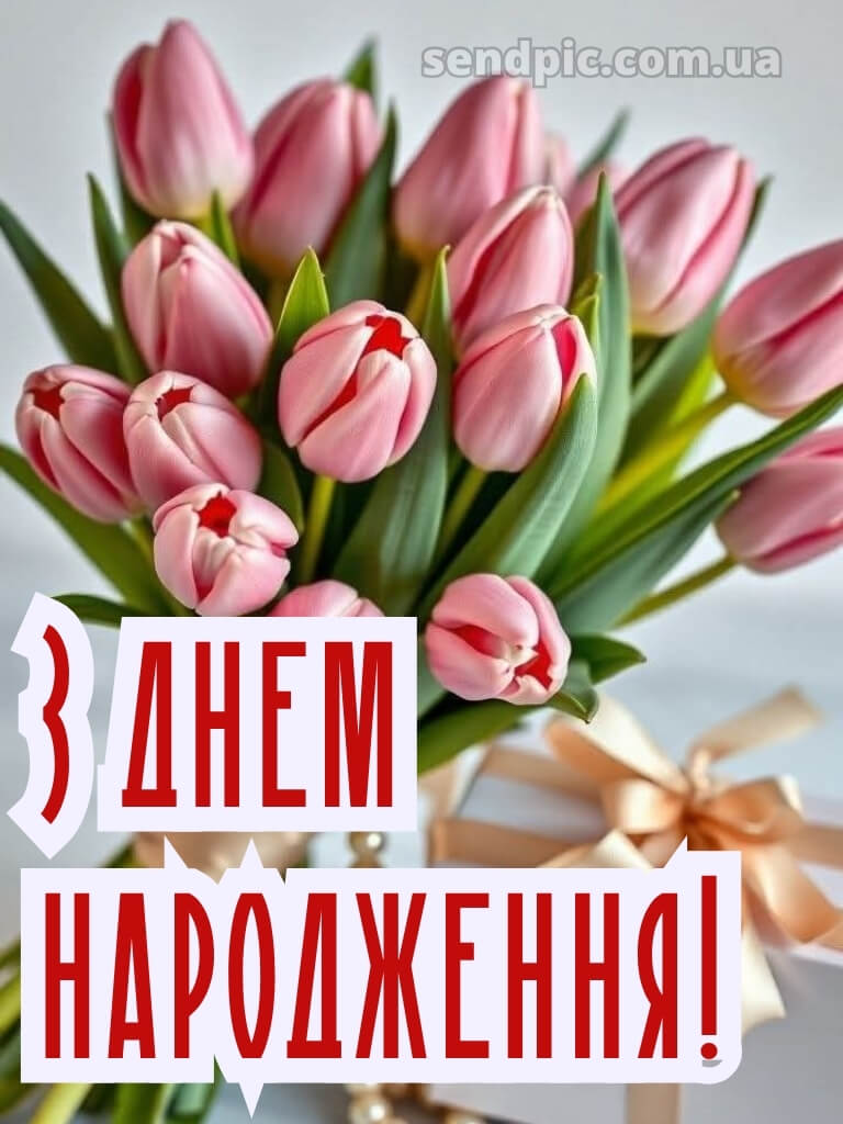 З днем народження тюльпани в коробці 17
