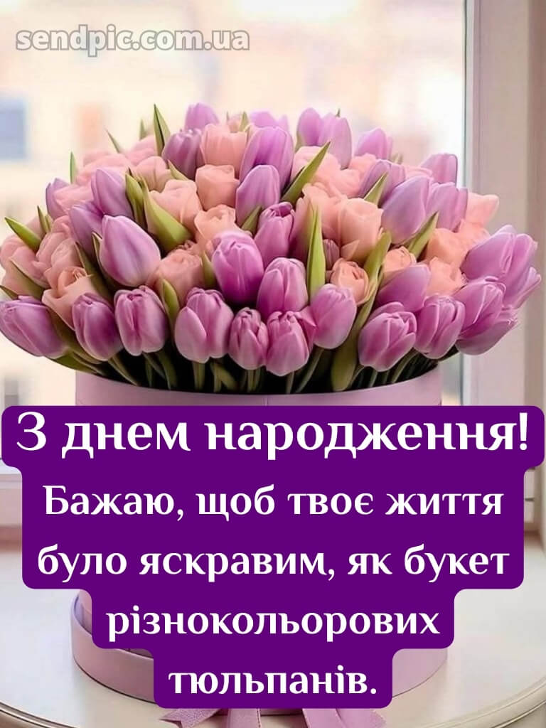 З днем народження тюльпани в коробці 23